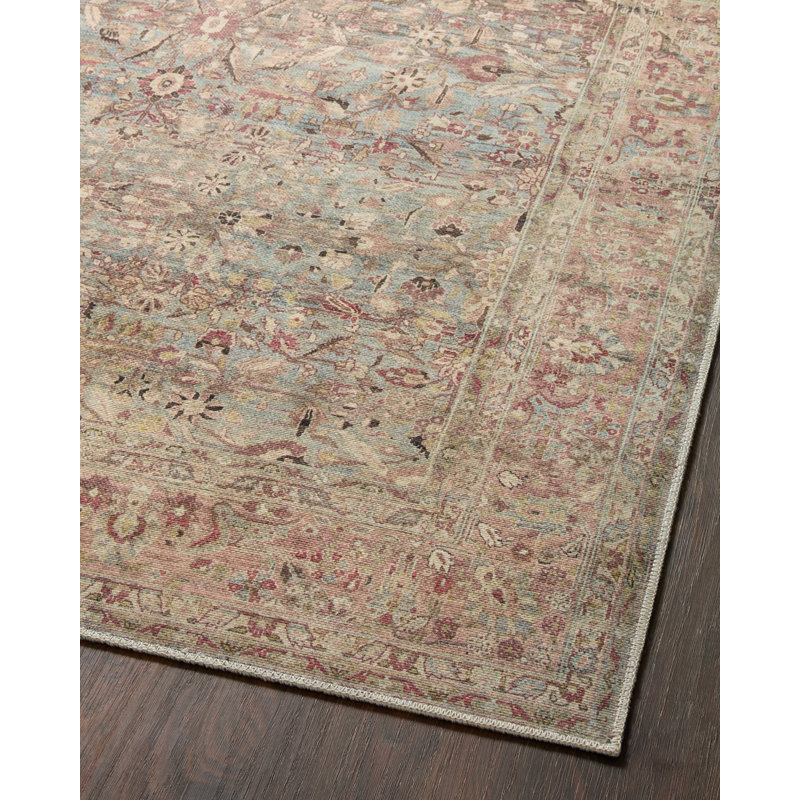 Adrian Blue and Clay Hand-knotted Synthetic Rug