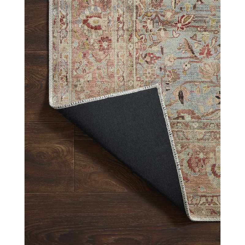 Adrian Blue and Clay Hand-knotted Synthetic Rug