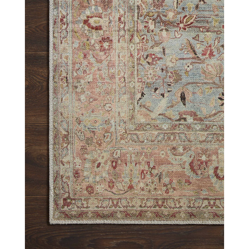 Adrian Blue and Clay Hand-knotted Synthetic Rug