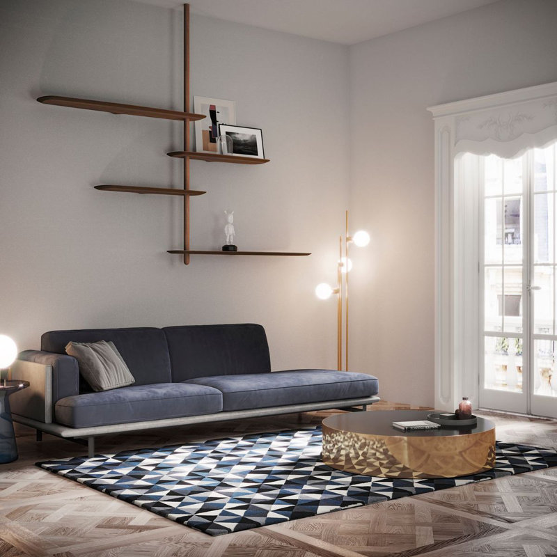 Walnut Wall-Mounted Solid and Manufactured Wood Shelving Unit