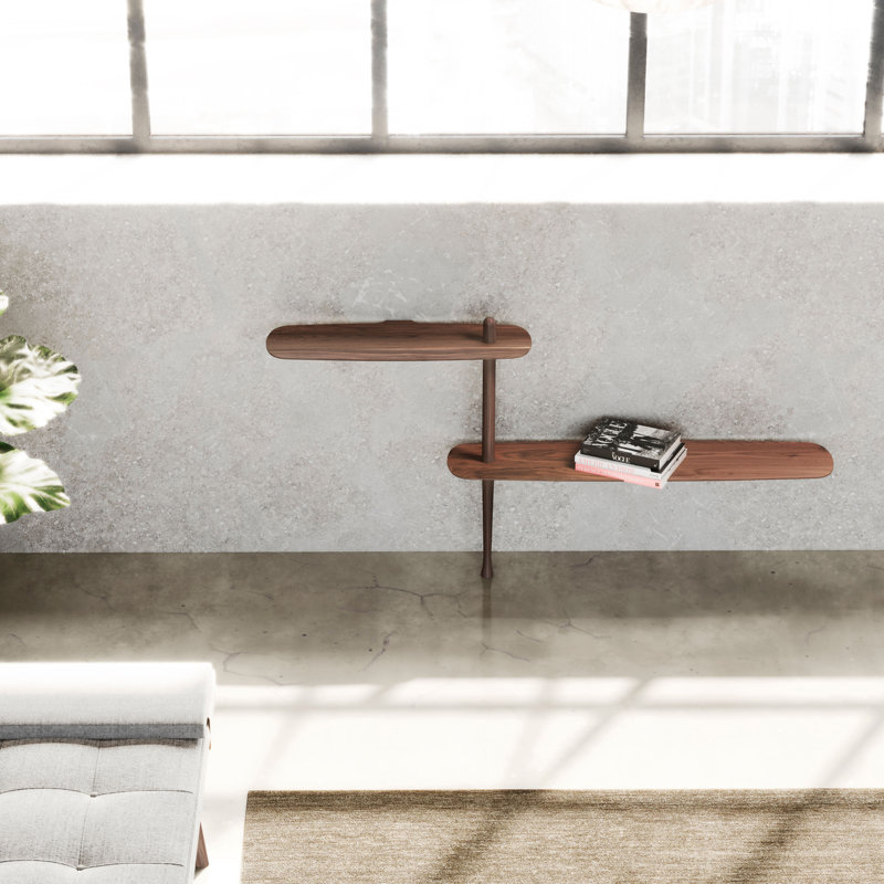 Unica Walnut 70'' Modern Solid Wood Shelving Unit
