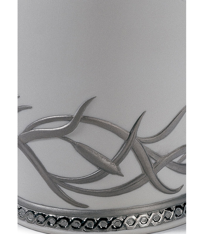 Elegant Herons Realm Porcelain Table Vase in Silver Lustre