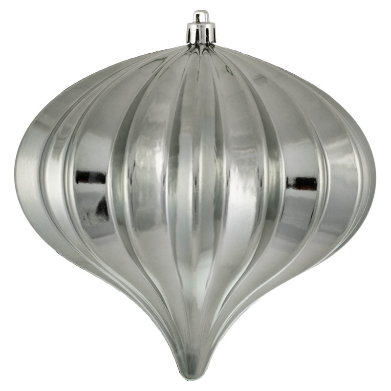 Pewter Shiny Shatterproof Plastic Onion Christmas Ornaments, Set of 3