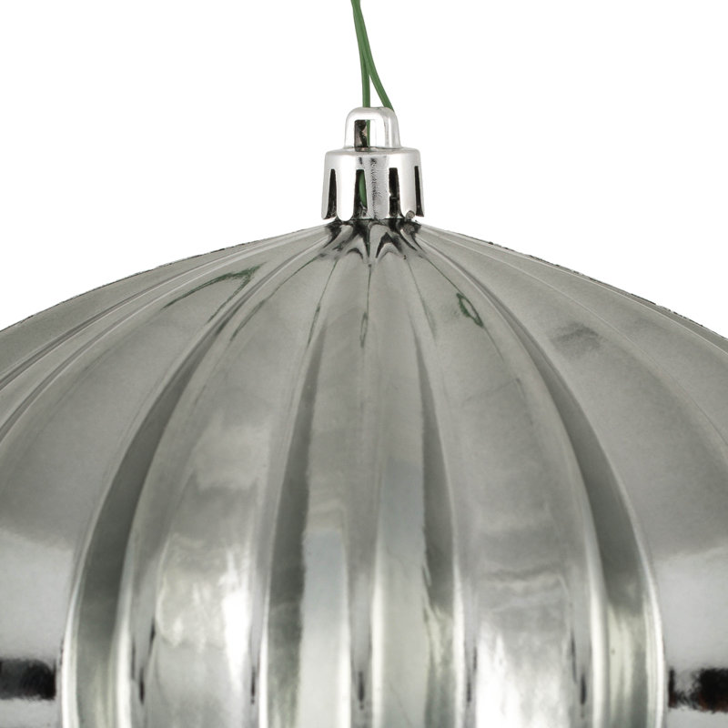 Pewter Shiny Shatterproof Plastic Onion Christmas Ornaments, Set of 3