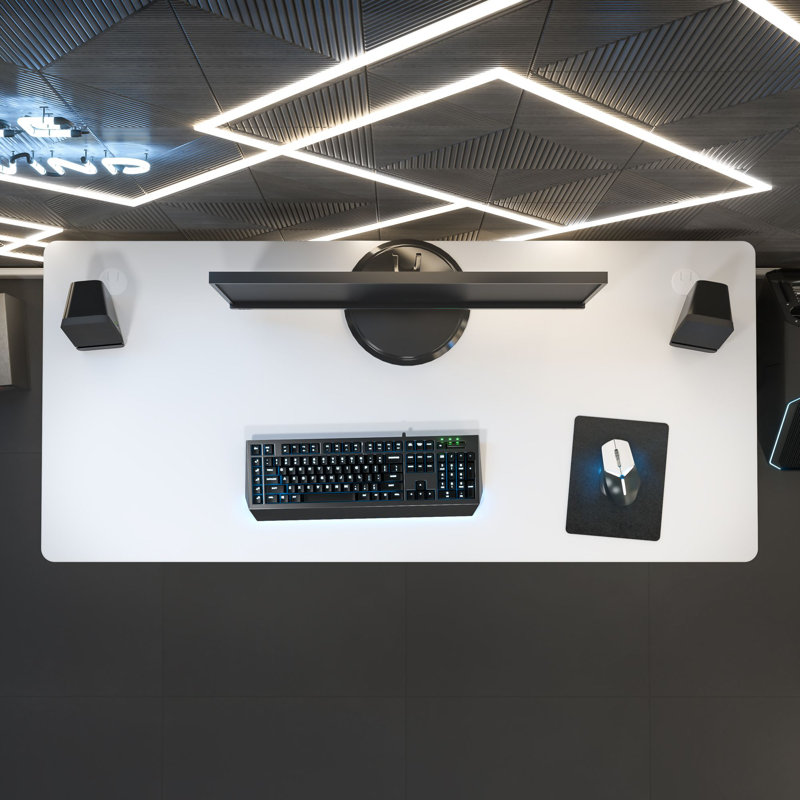 White Engineered Wood 60-Inch Gaming Desk