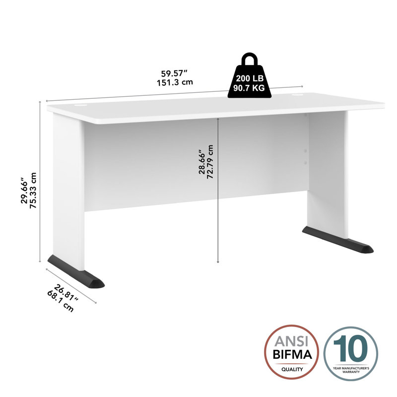 White Engineered Wood 60-Inch Gaming Desk