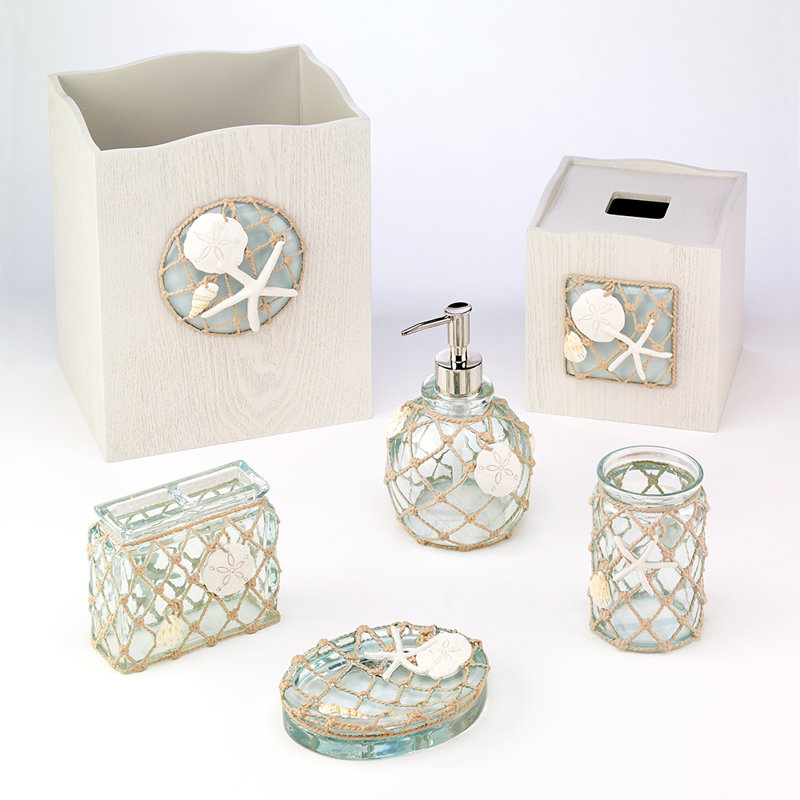 Aqua Tranquility Seaglass Covered Jar with Hand-Painted Sea Creatures