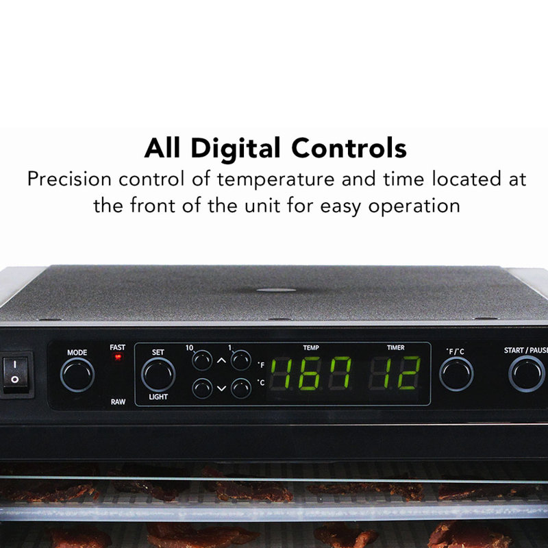 Black 11-Tray Digital Food Dehydrator with Adjustable Thermostat