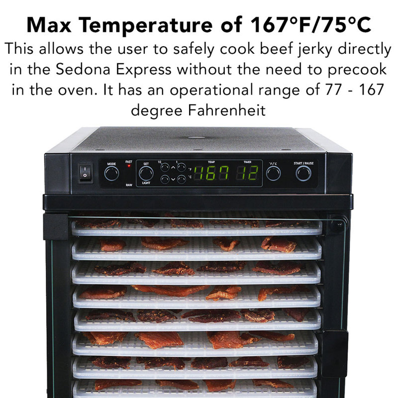 Black 11-Tray Digital Food Dehydrator with Adjustable Thermostat