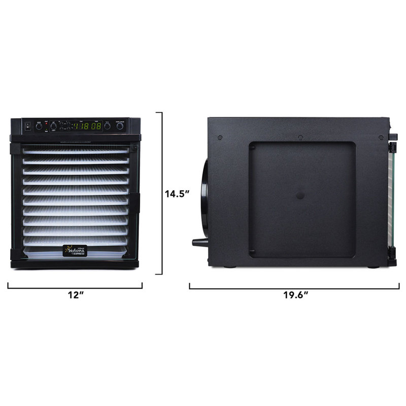Black 11-Tray Digital Food Dehydrator with Adjustable Thermostat