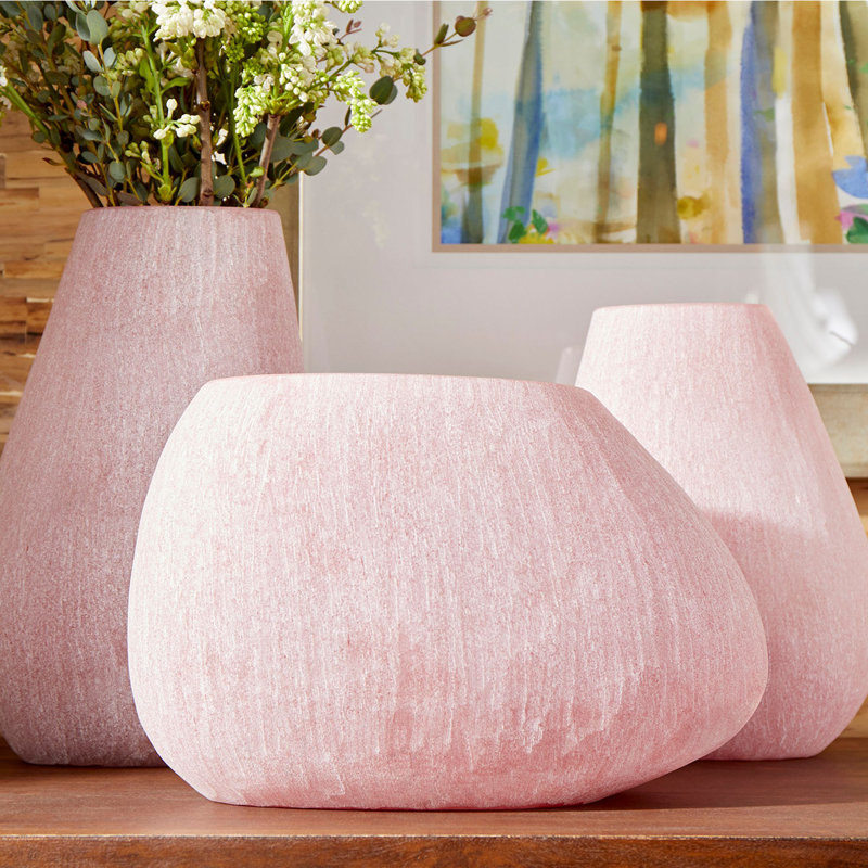 Charming Pink Ceramic Bouquet Vase 13.5" H Contemporary Decor