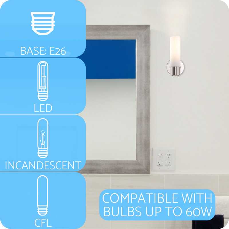 Brushed Nickel 10" Modern Wall Sconce with Frosted Glass Shade