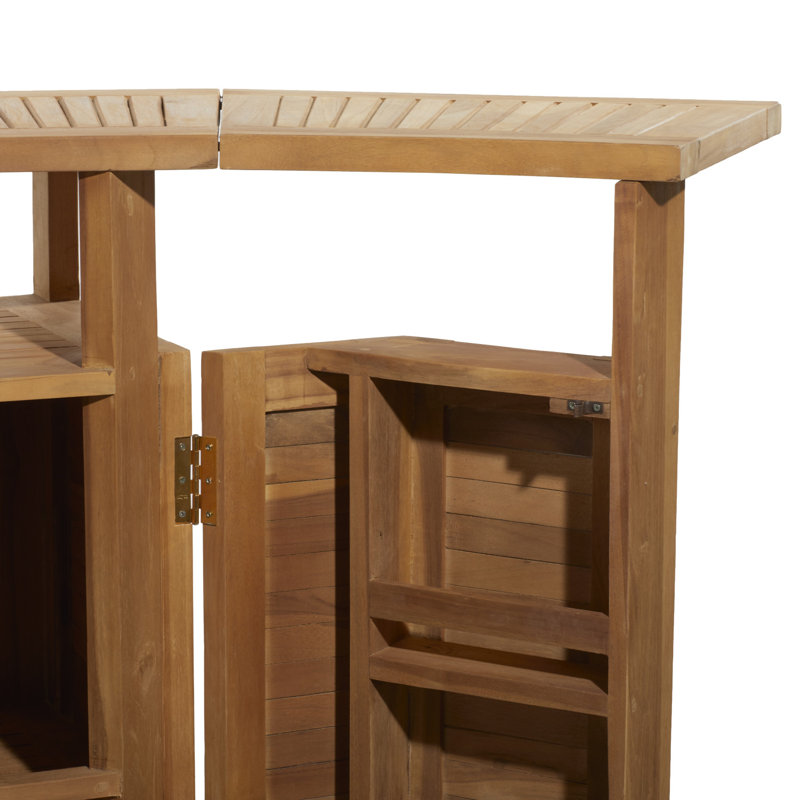 Teak Wood Indoor Outdoor Folding Bar Table with Expandable Sides