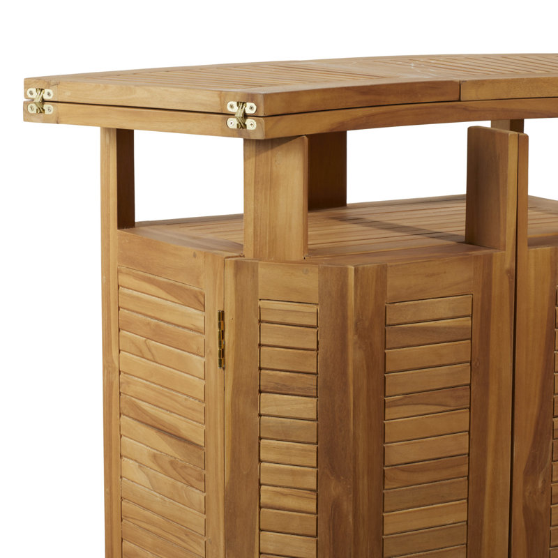 Teak Wood Indoor Outdoor Folding Bar Table with Expandable Sides