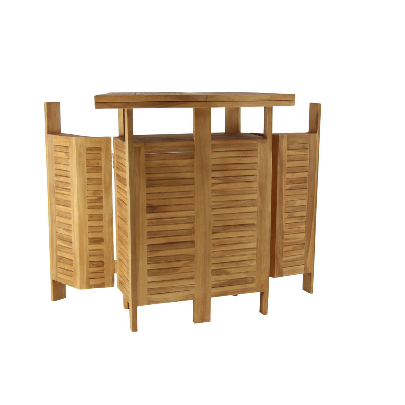 Teak Wood Indoor Outdoor Folding Bar Table with Expandable Sides