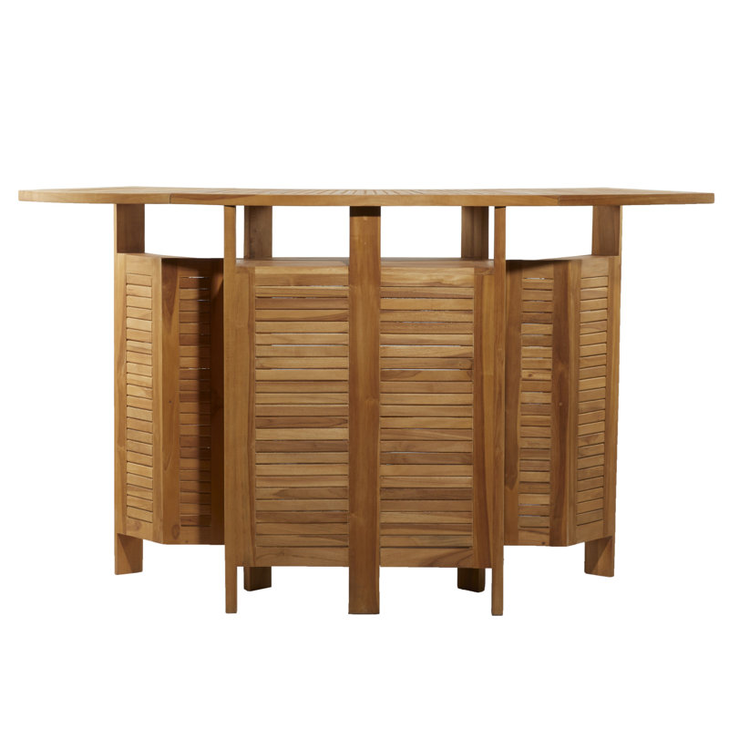 Teak Wood Indoor Outdoor Folding Bar Table with Expandable Sides