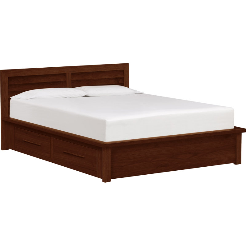 King Natural Walnut Solid Wood Storage Bed with 4 Drawers