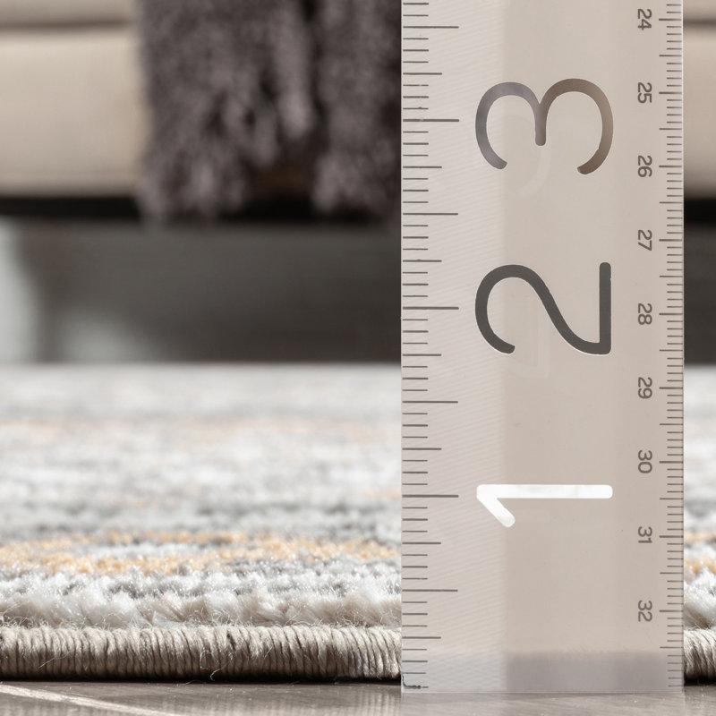 Verity Soft Gray Geometric Synthetic Area Rug, 3'11" x 5'3"