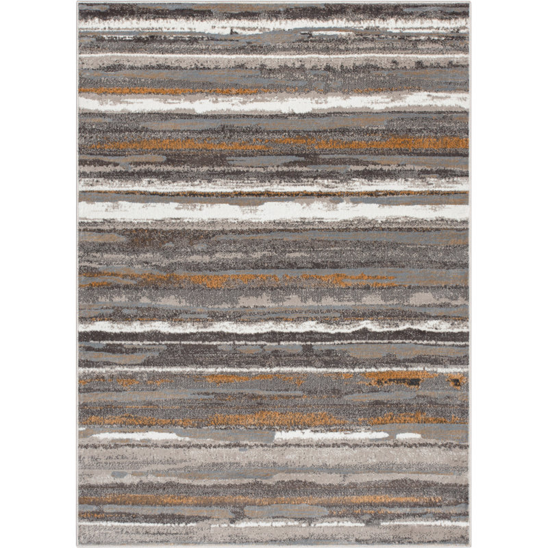 Gray Abstract Reversible 5' x 7' Stain-Resistant Area Rug