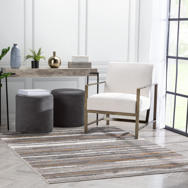 Gray Abstract Reversible 5' x 7' Stain-Resistant Area Rug