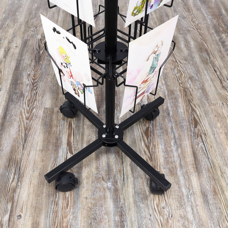 Black Metal 24-Pocket Spinning Greeting Card Rack