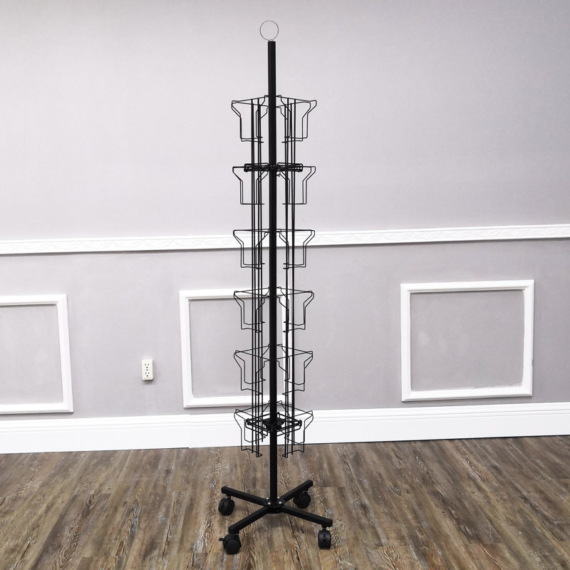 Black Metal 24-Pocket Spinning Greeting Card Rack
