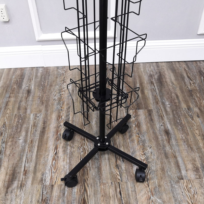 Black Metal 24-Pocket Spinning Greeting Card Rack