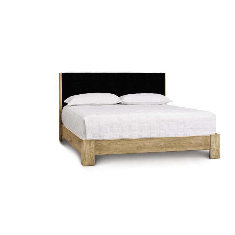 King Size Microsuede Onyx Upholstered Wood Frame Bed