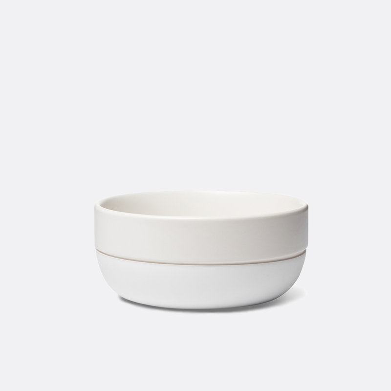 Large White Ceramic Pet Bowl with Non-Slip Silicone Base