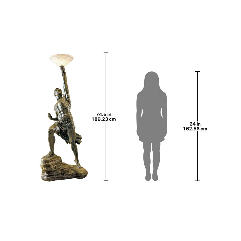 Prometheus 74'' Bronze Sculptural Floor Lamp with Glass Shade