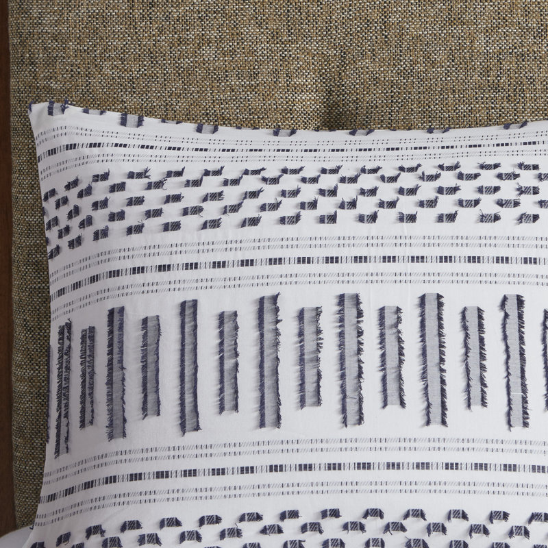 Ivory Cotton Jacquard Full Bedspread Set with Textured Accents