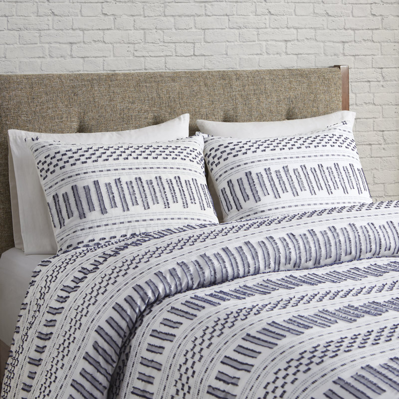 Ivory Cotton Jacquard Full Bedspread Set with Textured Accents