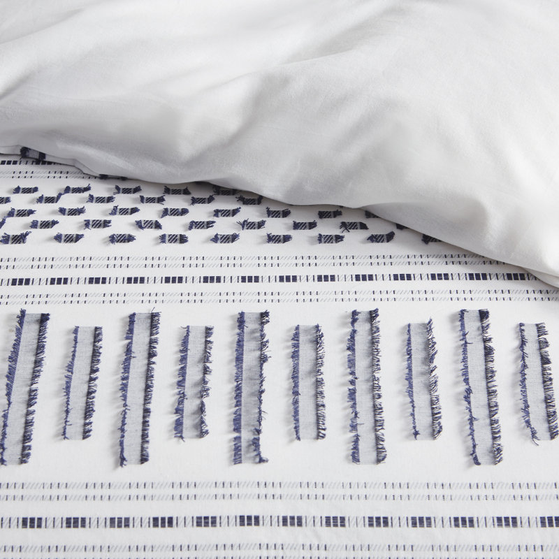 Ivory Cotton Jacquard Full Bedspread Set with Textured Accents
