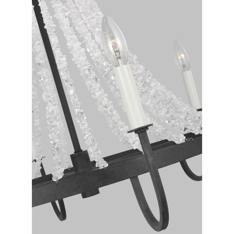 Leon 30" Dark Weathered Zinc Crystal Chandelier