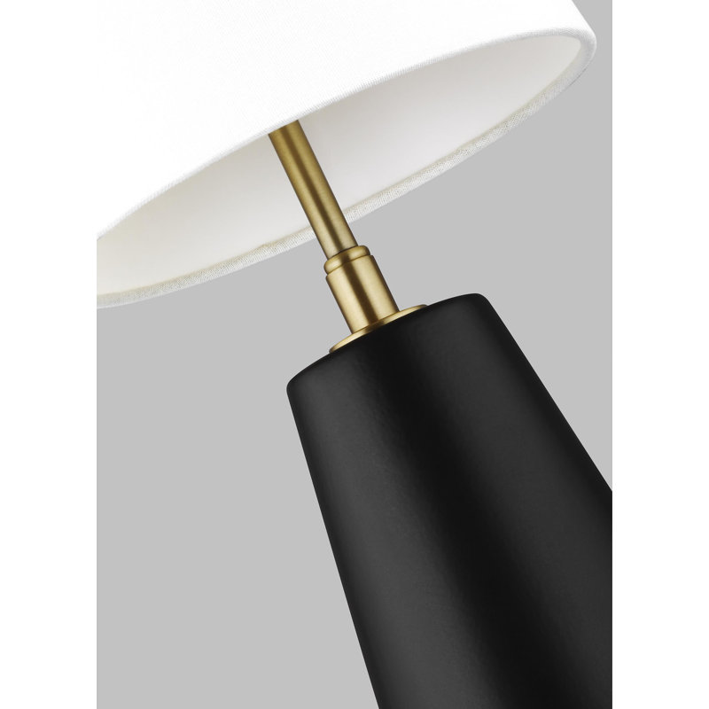 Adjustable Black and White Linen Table Lamp with Cone Base
