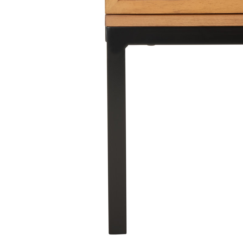 Natural and Black Rattan 6-Drawer Double Dresser with Dovetail Drawer