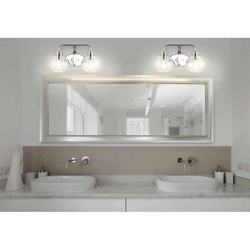 Sandrine Chrome Seeded Glass 17.5" Rustic LED Vanity Light