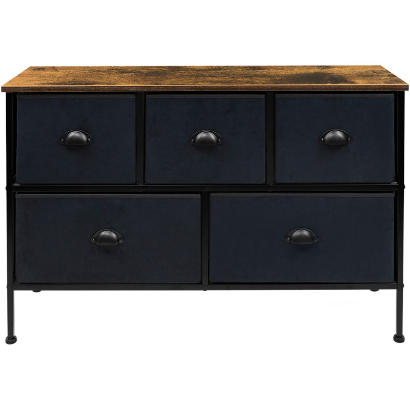 Farmhouse Black 5-Drawer Nursery Dresser with Soft Close