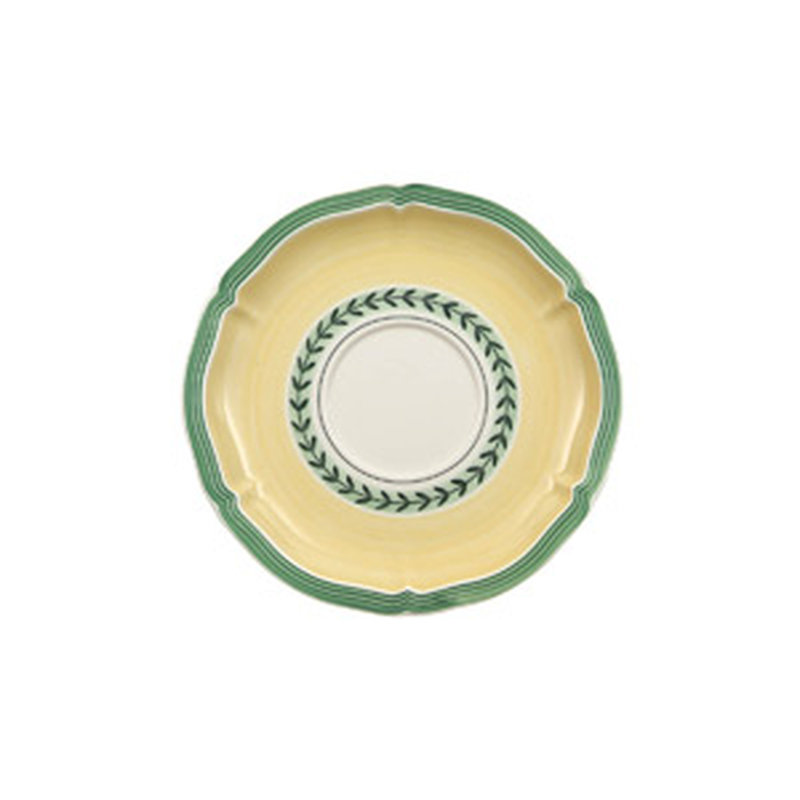 French Countryside Floral Pattern Round Saucer with Scalloped Edge