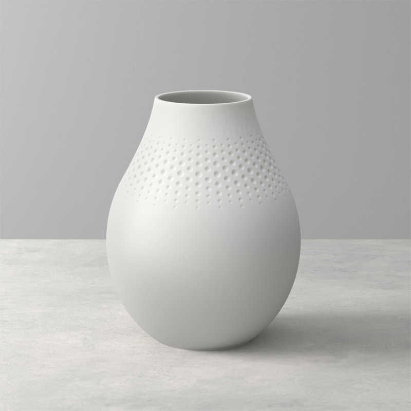 Matte White Textured Porcelain Decorative Vase, Small