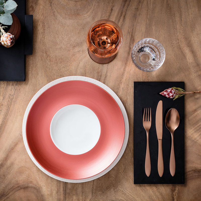 Copper and White Handcrafted Porcelain Pasta Bowl