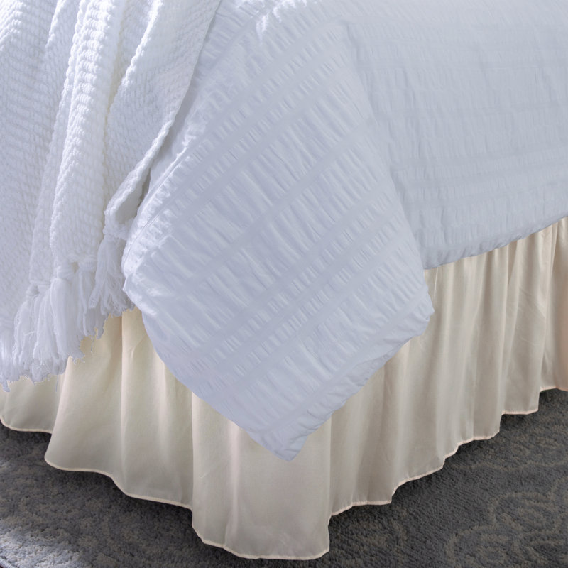 Beige Queen/King Polyester Ruffled Bed Skirt