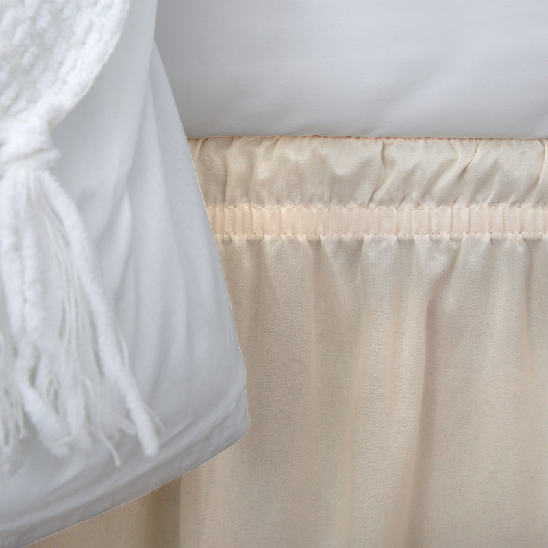 Beige Queen/King Polyester Ruffled Bed Skirt