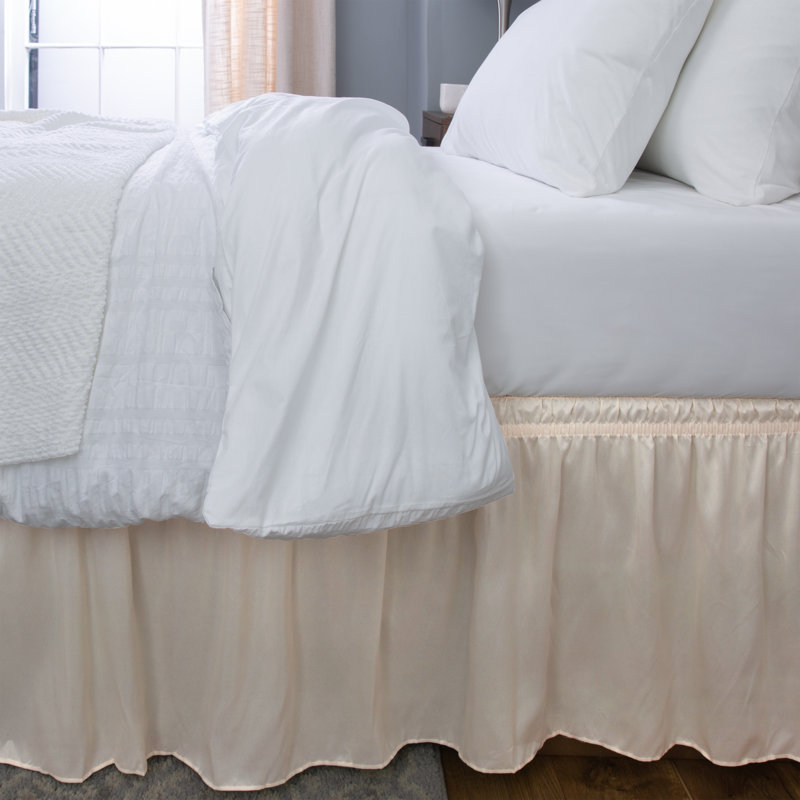 Beige Queen/King Polyester Ruffled Bed Skirt