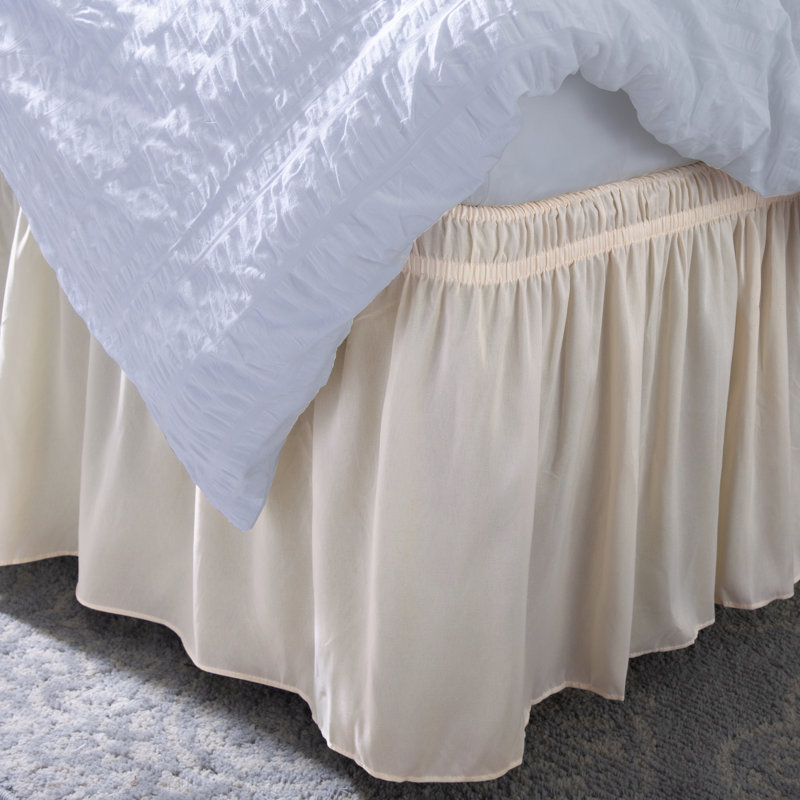 Beige Queen/King Polyester Ruffled Bed Skirt