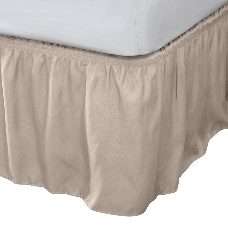 Beige Queen/King Polyester Ruffled Bed Skirt