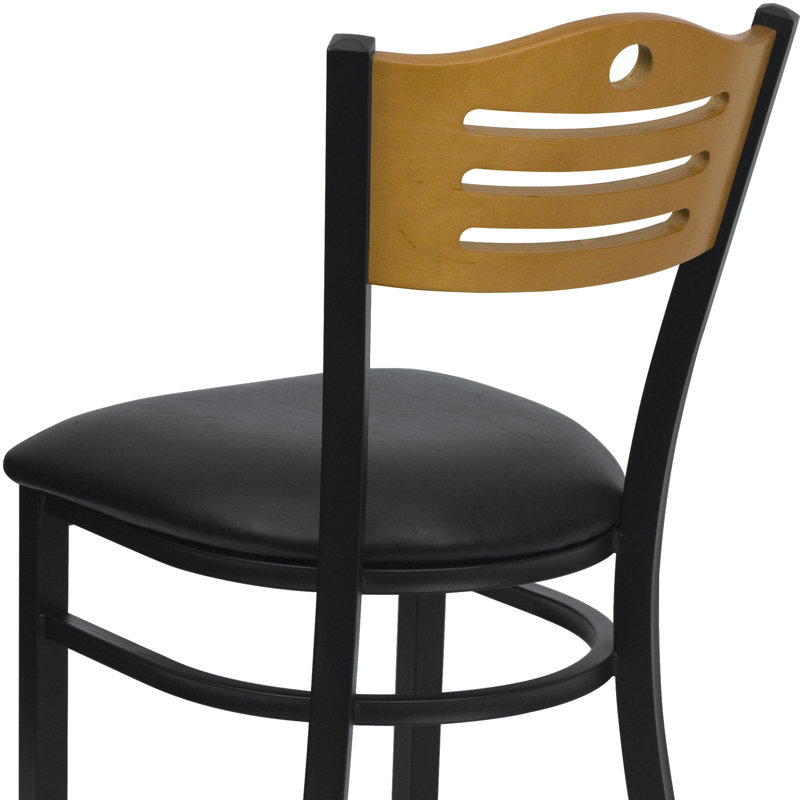 Black Metal and Wood Slat Back Side Chair