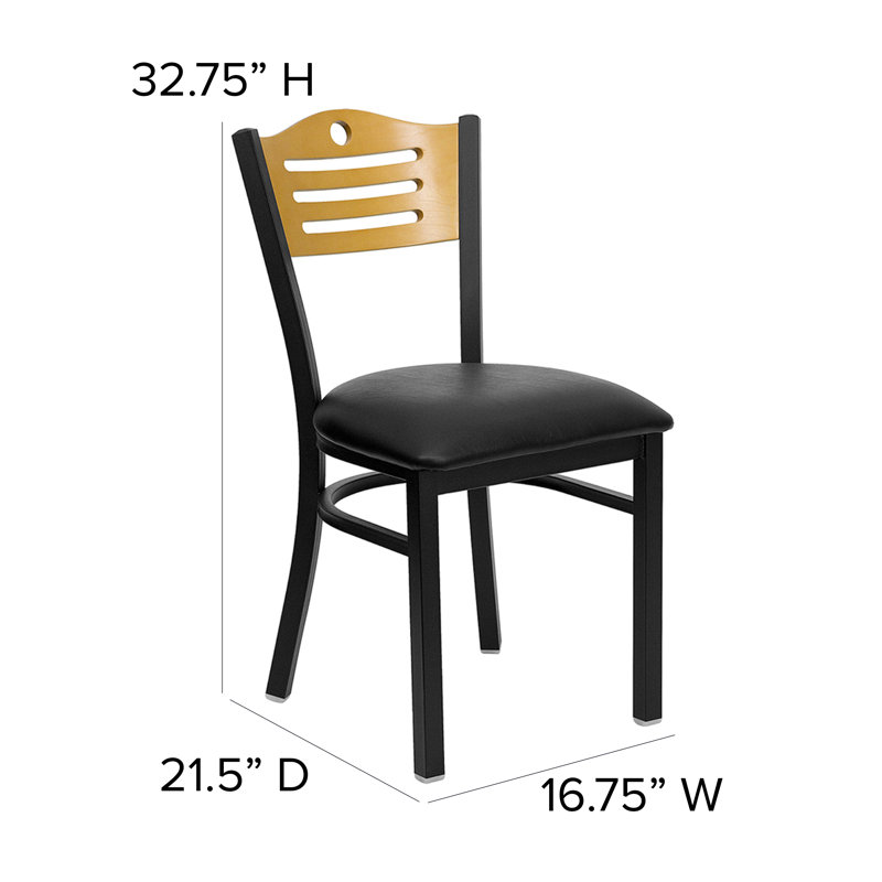 Black Metal and Wood Slat Back Side Chair