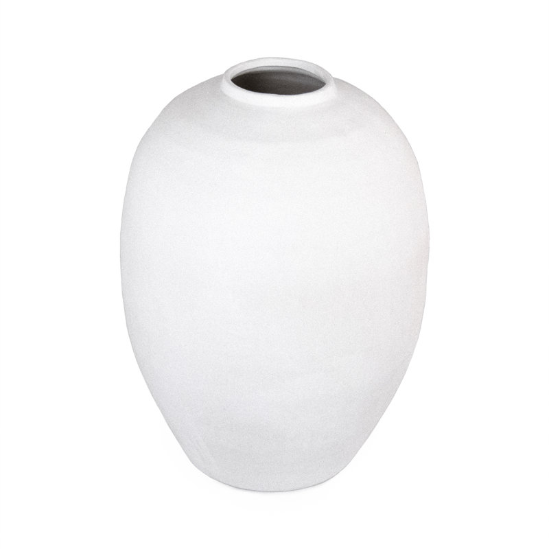 Distressed White Ceramic Ginger Jar Floor Vase
