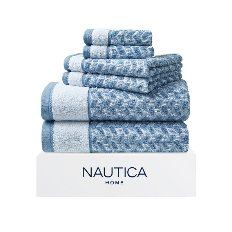 Blue Chevron 6-Piece Cotton Towel Set